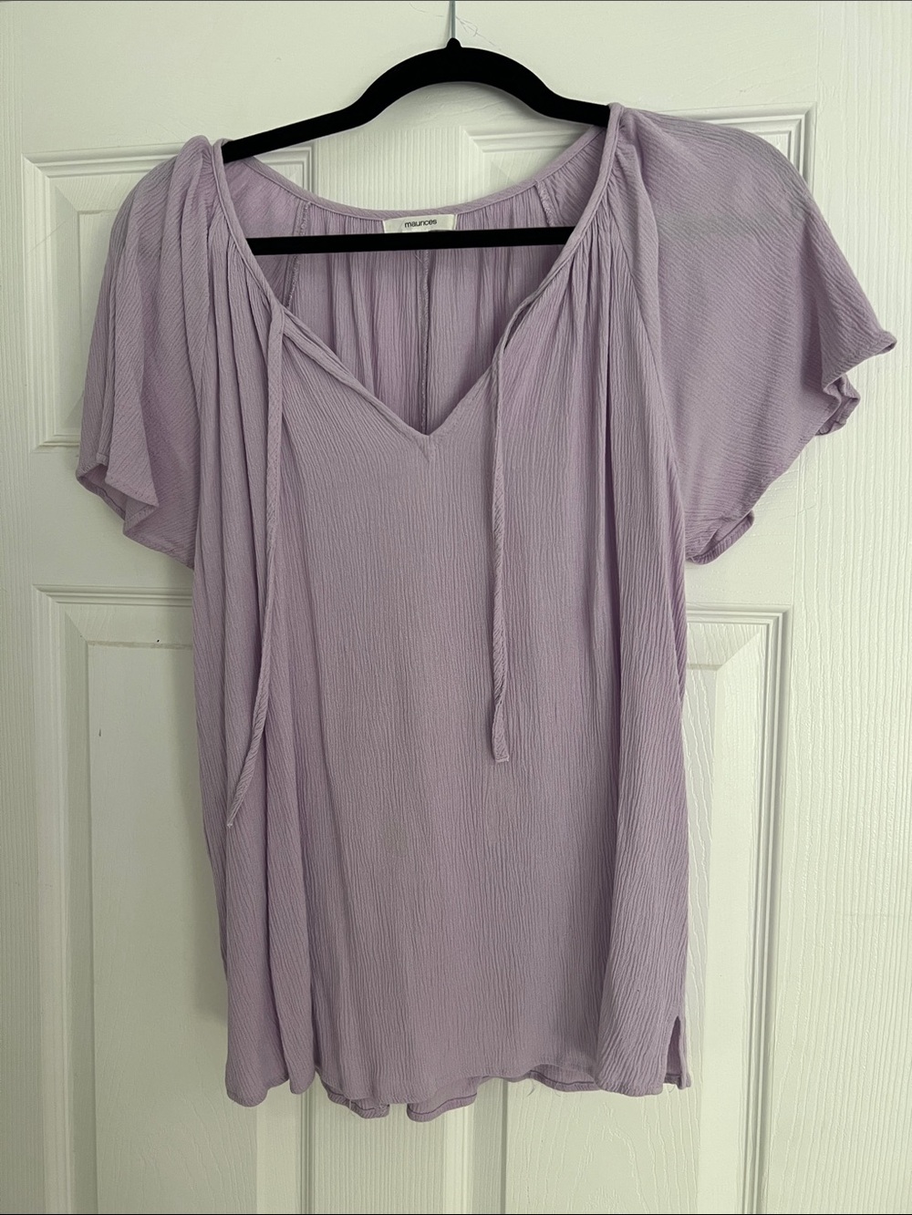 Maurices Lilac Tie-Front Flutter Sleeve Blouse